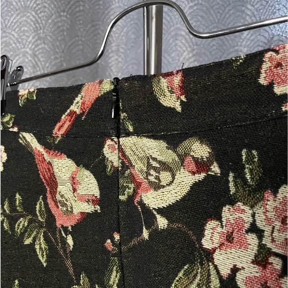 Bird Tapestry A-line Mini Skirt - Floral Circle Skirt - Picture 2 of 6